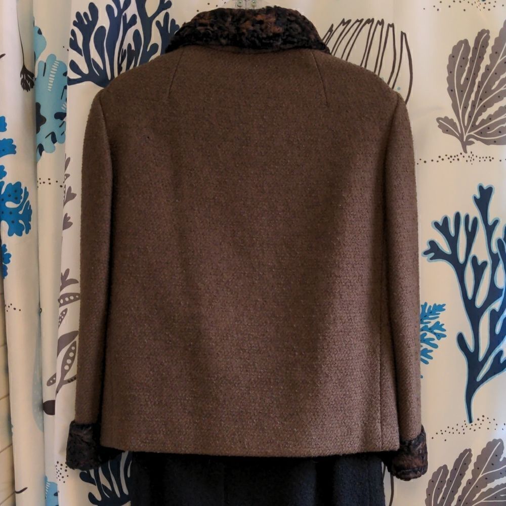 VTG 60s Insley's Johnstown Wonderlaine Brown Boucle Jacket w/Boiled Wool Trim - Picture 5 of 16